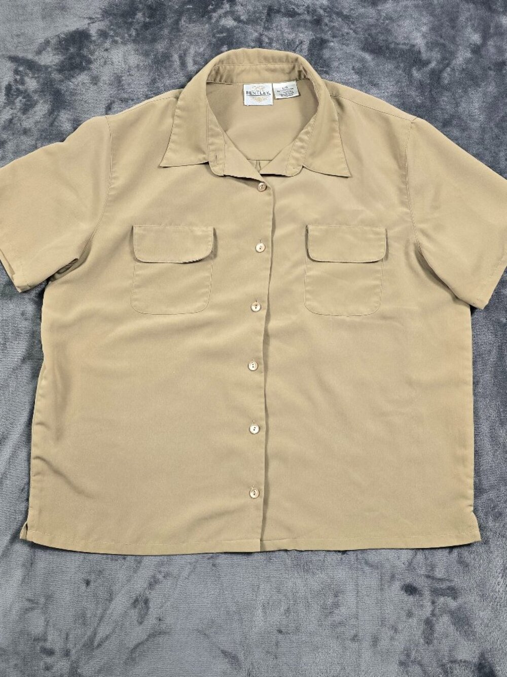 Vintage T.R. Bentley Tan Button Front Blouse Large